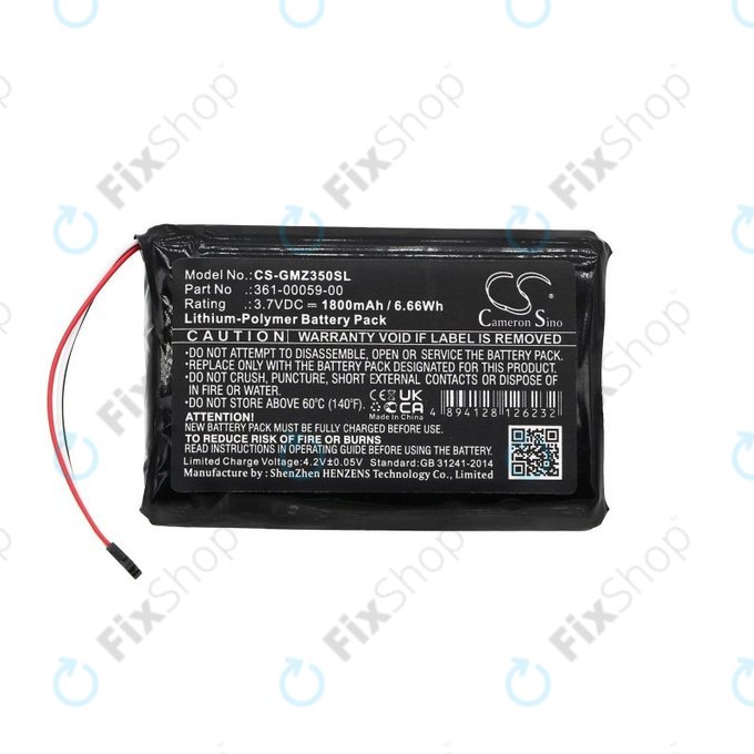 Bateria do Garmin Zumo 340LM, 350LM, 390LM, 1800mAh, Li-Pol, 3.7V, 361-00059-00, HQ