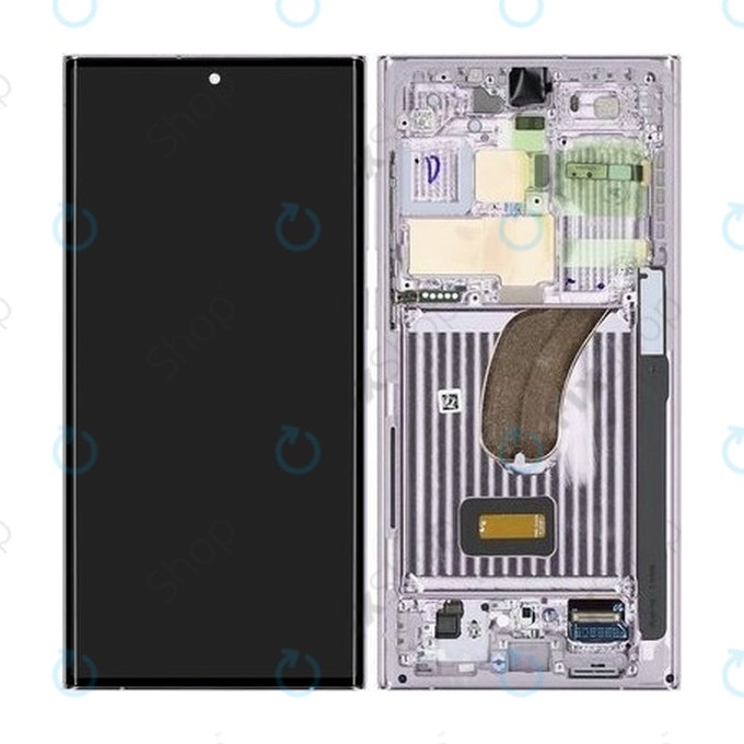 Wyświetlacz do Samsung S23 Ultra S918B, Ekran dotykowy z ramką, Lawendowy, Lavender, GH82-30466D, GH82-30465D, Genuine Service Pack