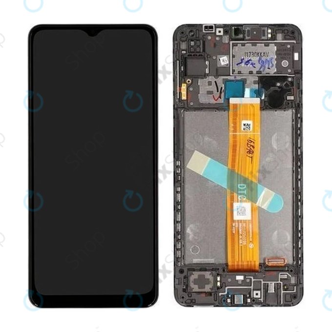 Wyświetlacz do Samsung A12 A127F, A032F, Ekran dotykowy z ramką, GH82-26485A, GH82-26486A, (Black), Genuine Service Pack