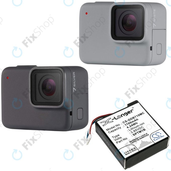 Bateria do Gopro Hero 7 Silver, White, 1100mAh, Li-Ion, 3.85V, SPTM1B, HQ
