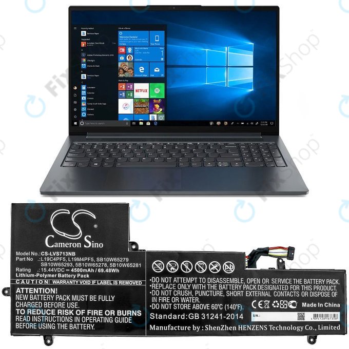 Bateria do Lenovo Yoga Slim 7-15IIL, 4500mAh, Li-Pol, 15.44V, L19C4PF5, HQ