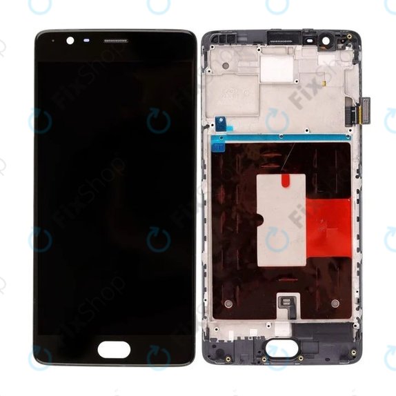 Wyświetlacz do OnePlus 3, 3T, Ekran dotykowy z ramką, Czarny, Black, TFT