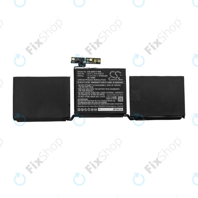 Bateria do MacBook Pro 13" A2159 (2019), A2289 (2020), A2338 (2020), 5100mAh, HQ