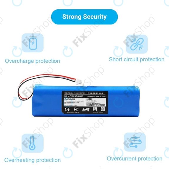 Bateria do Xiaomi EVA, EVE Plus, Viomi S9, Dreame D10 Plus, L10, Lenovo T1 Pro, Lydsto R1, R1 Pro, S1, S1 Pro, XJT-2P4S-6800, Li-Ion, 14,4V 6800mAh