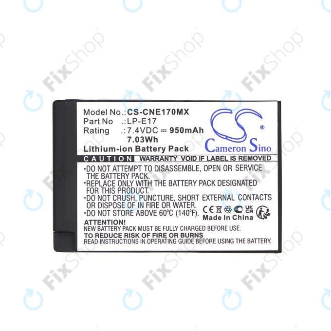 Bateria do Canon EOS, 950mAh, Li-Ion, 7.4V, LP-E17, HQ