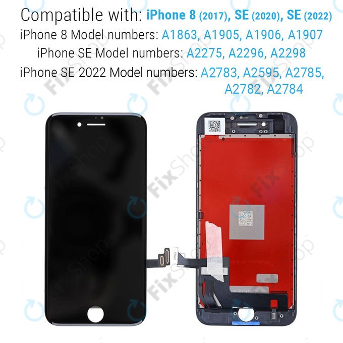 Zestaw wyświetlacza LCD TFT Refurbished PRO do iPhone 8 | SE (2020) | SE (2022) | Czarny