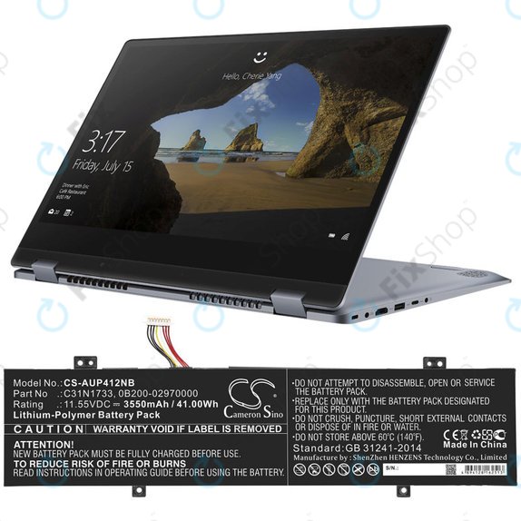 Bateria do Asus VivoBook Flip 14 Tp412fa/ua, 3550mAh, Li-Pol, 11.55V, C31N1733, HQ
