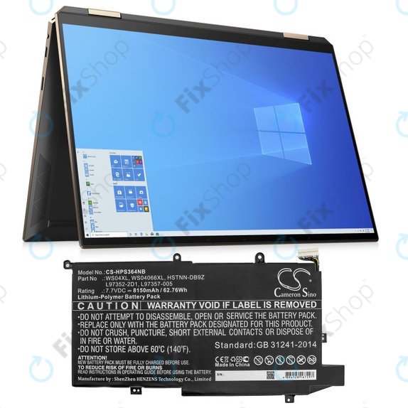 Bateria do HP Spectre X360 14-EA0002NI, X360 14-EA0002NX, 8150mAh, Li-Pol, 7.7V, WS04XL, HQ