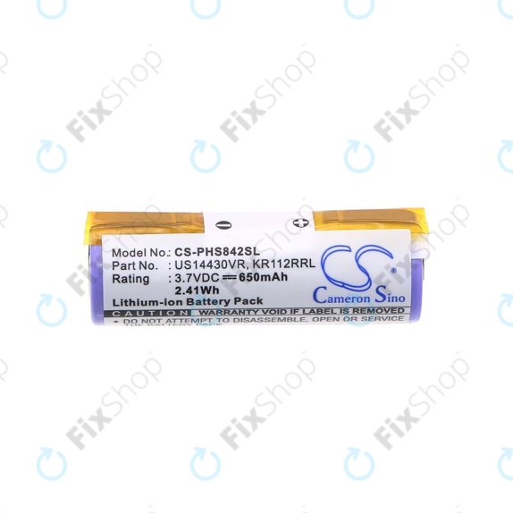 Bateria do Philips HS8420, 650mAh, Li-Ion, 3.7V, US14430VR, KR112RRL, HQ