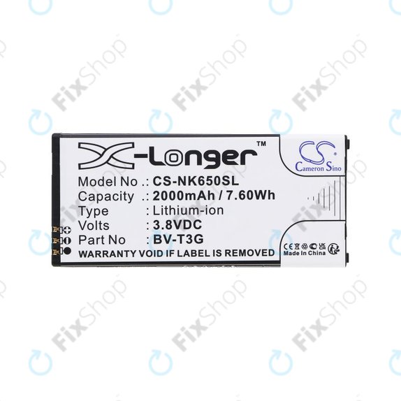 Bateria do Nokia Lumia 650, 2000mAh, Li-Ion, 3.8V, BV-T3G, HQ