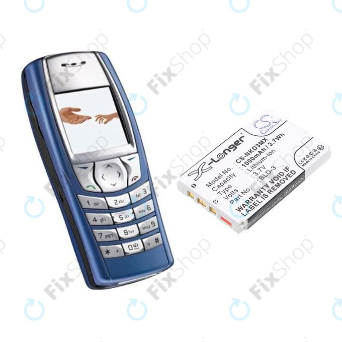 Bateria do Nokia 7250i, 6610, 6585, 6560, 6200, 6220, 1000mAh, Li-Ion, 3.7V, BLD-3, HQ