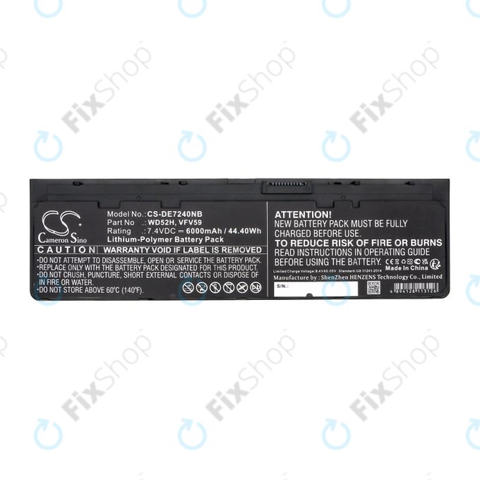 Bateria do Dell Latitude E7240, 7250, 12, 6000mAh, Li-Pol, 7.4V, VFV59, HQ