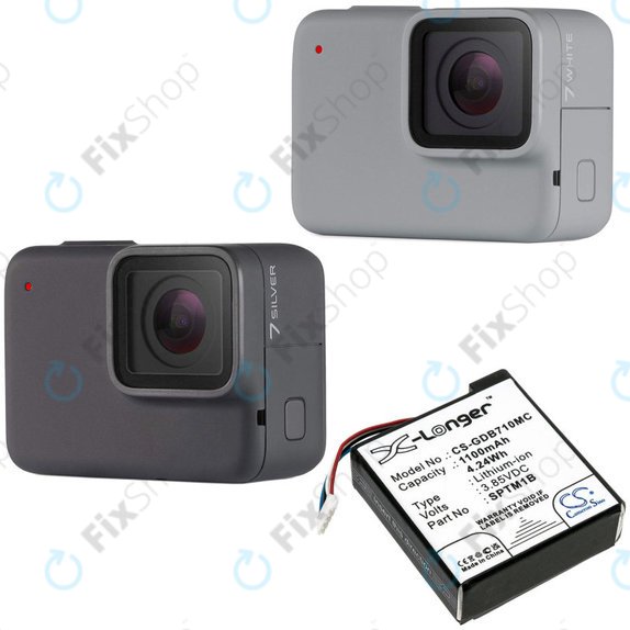 Bateria do Gopro Hero 7 Silver, White, 1100mAh, Li-Ion, 3.85V, SPTM1B, HQ