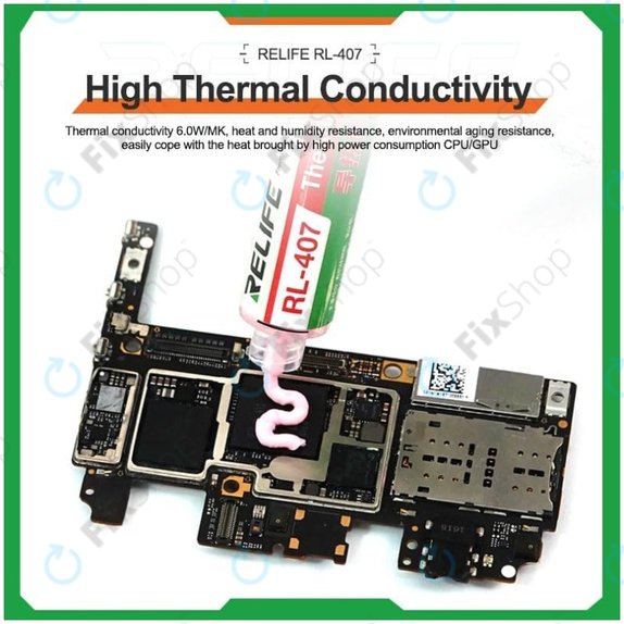 Silikonowa pasta termoprzewodząca Relife RL-407, 6 W/mK, 20g, różowa