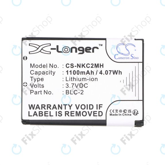 Bateria do Nokia 3310, 3330, 1220, 1260, 3560, 5510, 6650, 6800, BLC-2, Li-ion, 3.7V, 1100mAh, HQ