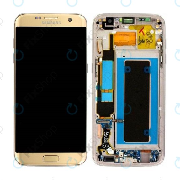 Wyświetlacz do Samsung S7 Edge G935F, Ekran dotykowy z ramką, GH97-18533C, GH97-18594C, GH97-18767C, Złoty, Gold, Genuine Service Pack