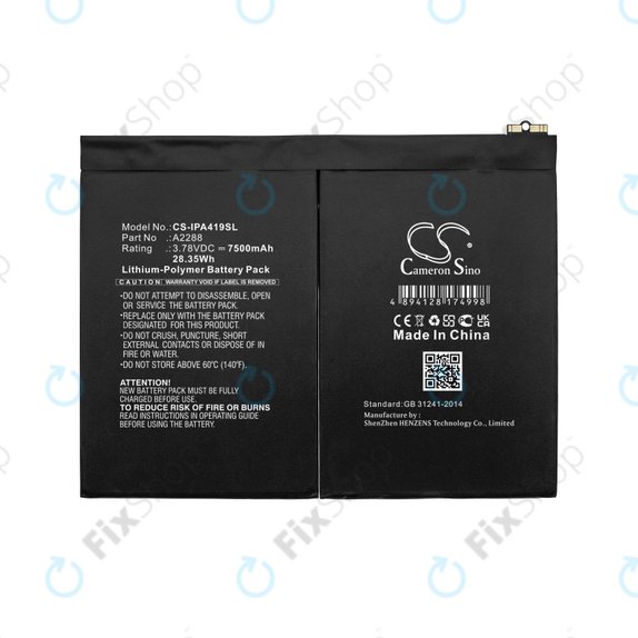 Bateria do iPad Air, 4th Gen 2020, 5th Gen 2022, 11, 2024, A2288, 7500mAh, HQ