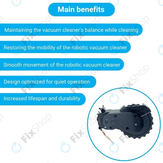 Koło z silnikiem do Xiaomi Mijia E10, E12, Mi Robot Vacuum Mop 2 Lite, 2 Pro, Left, Czarny, Black