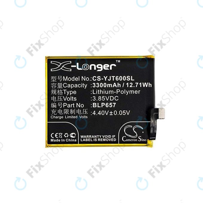 Bateria do OnePlus 6 A6000, A6003, BLP657, 3300mAh, HQ