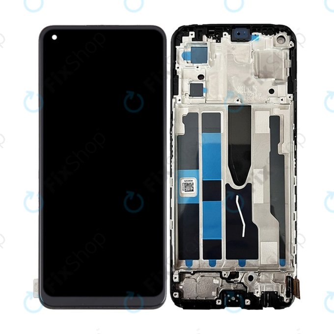 Wyświetlacz OLED do Oppo Reno 7 5G, Ekran dotykowy z ramką, Stary Black