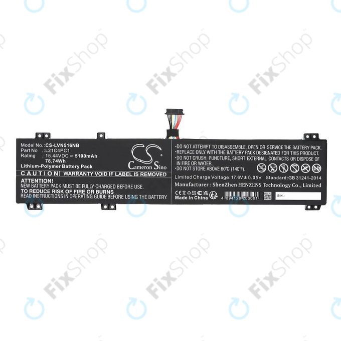 Bateria do Lenovo Legion 5 15ARH7H, 82RD0002SB, 5100mAh, Li-Pol, 15.44V, L21C4PC1, HQ