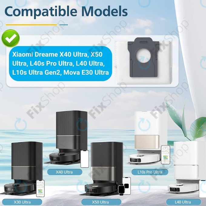 Worek na kurz, 2 szt. do Xiaomi Dreame X40 Ultra, X50 Ultra, L40s Pro Ultra, L40 Ultra, L10s Ultra Gen2, Mova E30 Ultra, Mova V50 Ultra, P60