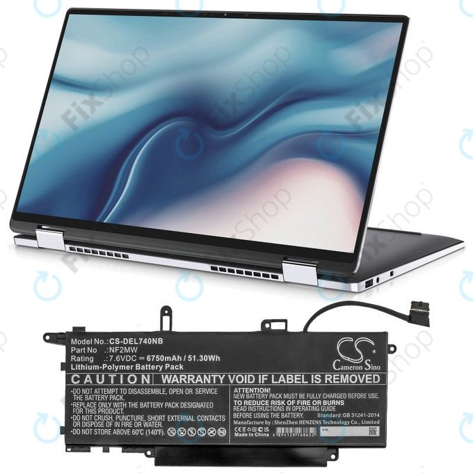 Bateria do Dell Latitude 7310 2-in-1, 7400 2-in-1, 6750mAh, Li-Pol, 7.6V, NF2MW, HQ