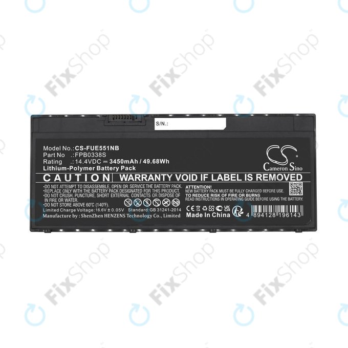 Bateria do Fujitsu Lifebook E4411, E448, E458, 3450mAh, Li-Pol, 14.4V, FPB0338S, HQ