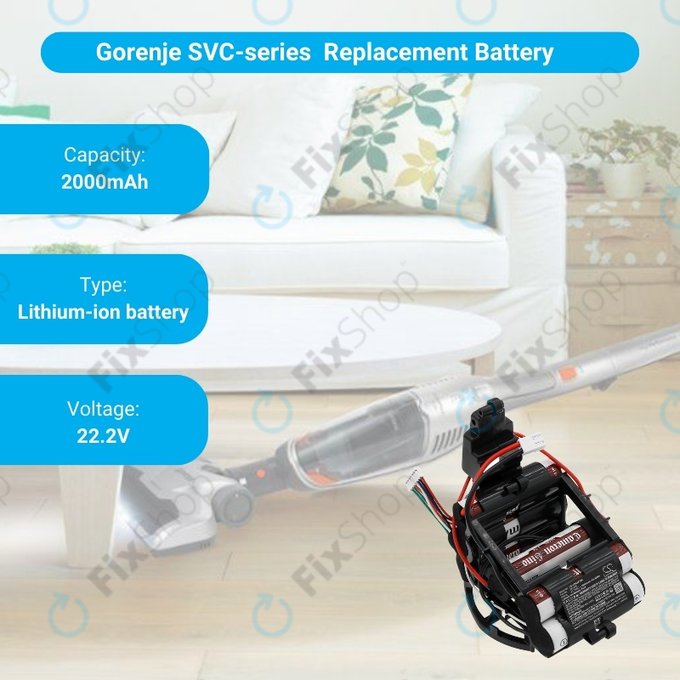 Bateria do Gorenje SVC-seria, 861790, Li-Ion, 22,2V 2000mAh, HQ
