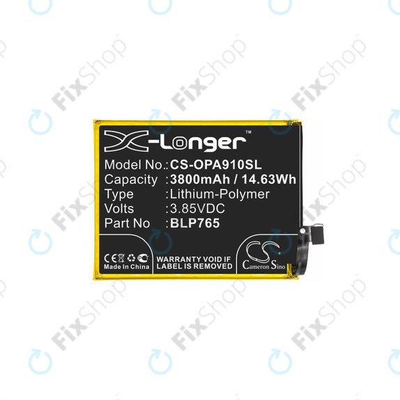 Bateria do Oppo A91, BLP765, 3800mAh, HQ