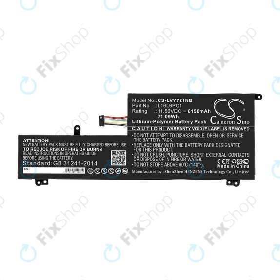 Bateria do Lenovo Yoga 720-15, 6150mAh, Li-Pol, 11.56V, L16L6PC1, HQ