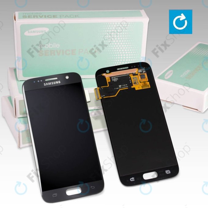 Wyświetlacz z ekranem dotykowym do Samsung S7 G930F, GH97-18523A, GH97-18761A, GH97-18757A, Czarny, Black, Genuine Service Pack
