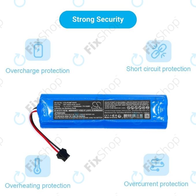 Bateria do Xiaomi EVA, EVE Plus, Viomi S9, Lenovo T1 Pro, Lydsto R1, R1 Pro, S1, S1 Pro, NR18650 M26-4S2P, SUN-INTE-181, H18650CH-4S2P Li-Ion 14,4V 5200mAh HQ