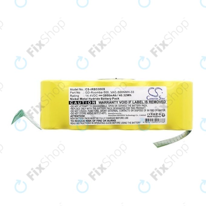 Bateria do iRobot Roomba 500, 600, 700, 800, 900-seria, R3, Scooba 450, Vileda 137173, 11702, GD-Roomba-500, VAC-500NMH-33 Ni-MH 14,4V 2800mAh HQ