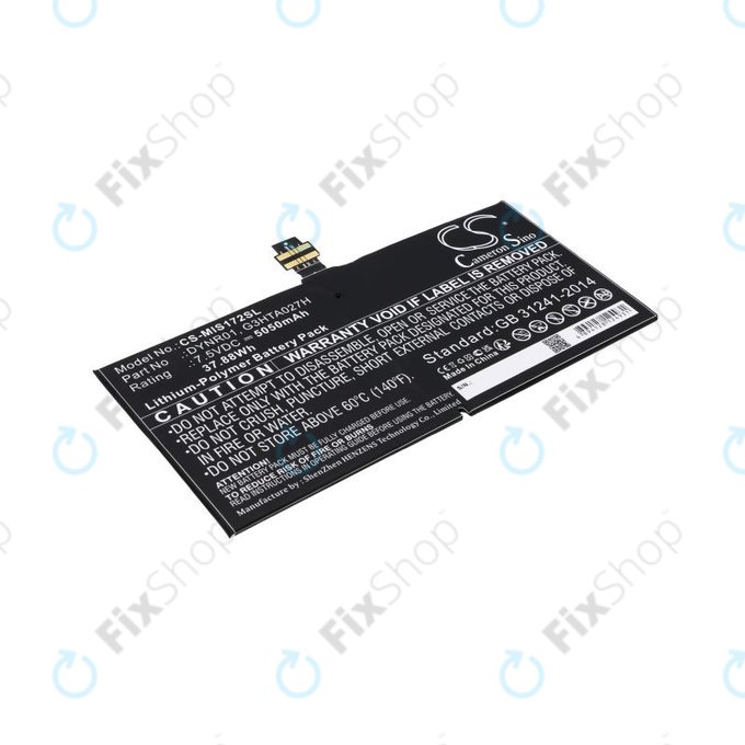 Bateria do Microsoft Surface Pro 4, 5050mAh, Li-Pol, 7.5V, DYNR01, HQ