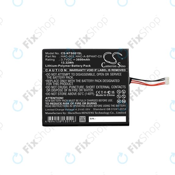 Bateria dla Nintendo Switch, 3600mAh, Li-Pol, 3.7 V, HAC-003, HQ