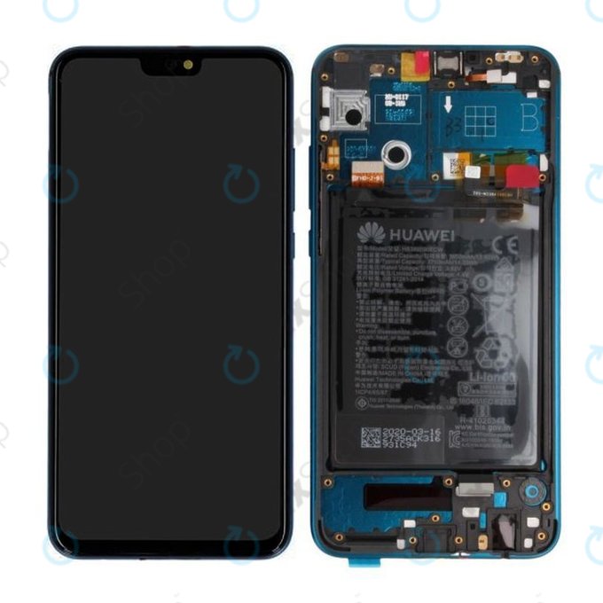 Wyświetlacz do Huawei Honor 9X Lite, Ekran dotykowy z ramką i baterią, 02353QJT, Emerald Green, Genuine Service Pack