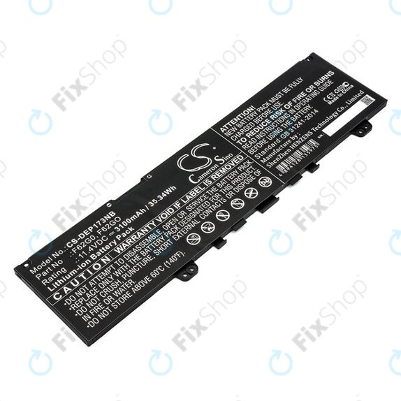 Bateria do Dell Inspiron 13, 7373, Vostro 13, 3100mAh, Li-Ion, 11.4V, F62G0, HQ