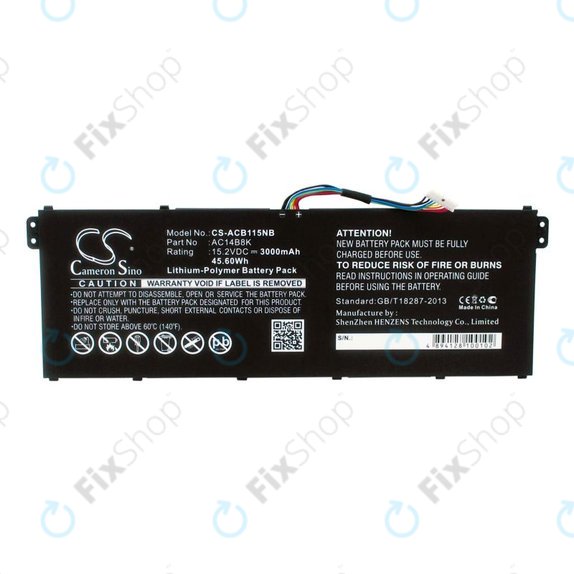 Bateria do Acer Aspire 5, 7 E5, V3, Chromebook 11, 13, 15, 3000mAh, Li-Pol, 15.2V, AC14B18K, HQ