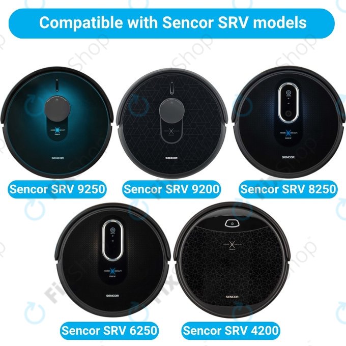Zestaw części zamiennych do Sencor SRV9250, 9200, 8250, 6250, 4200 (1x Główna szczotka, 2x Filtr, 2x Szczotka boczna, 2x Ściereczka mopująca)
