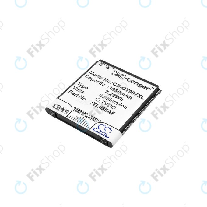 Bateria do Alcatel One Touch 997, X Pop, TCL S710, S800, 1950mAh, Li-Ion, 3.7V, TLiB5AF, HQ