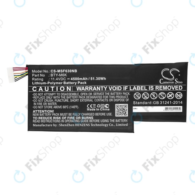 Bateria do MSI GF63, MSI GF75, MSI GS63, 4500mAh, Li-Pol, 11.4V, BTY-M6K, HQ