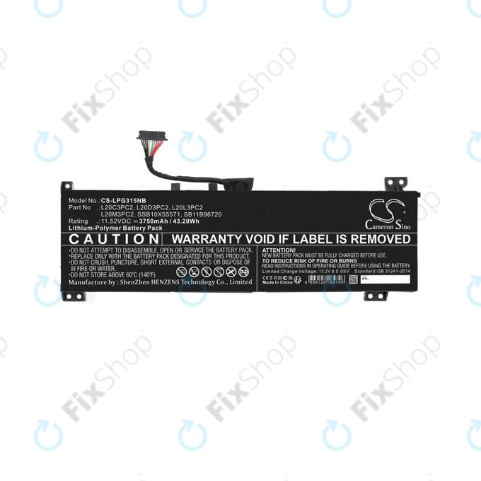 Bateria do Lenovo IdeaPad Gaming 3, 3750mAh, Li-Pol, 11.52V, L20C3PC2, HQ