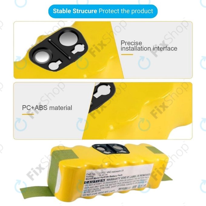 Bateria do iRobot Roomba 500, 600, 700, 800, 900-seria, Scooba 450, Vileda 137173, 11702, GD-Roomba-500, VAC-500NMH-33, Ni-MH, 14,4V 3500mAh
