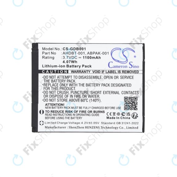 Bateria do GoPro HD Hero, Hero2, 1100mAh, Li-Ion, 3.7V, AHDBT-001, HQ