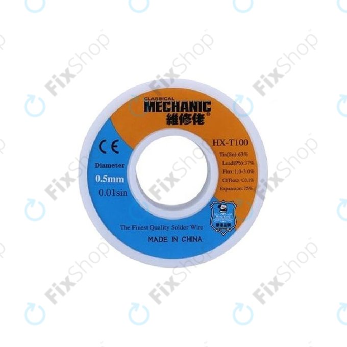 Wysokiej jakości drut lutowniczy Sn/Pb – 0.5mm, Mechanic HX-T100