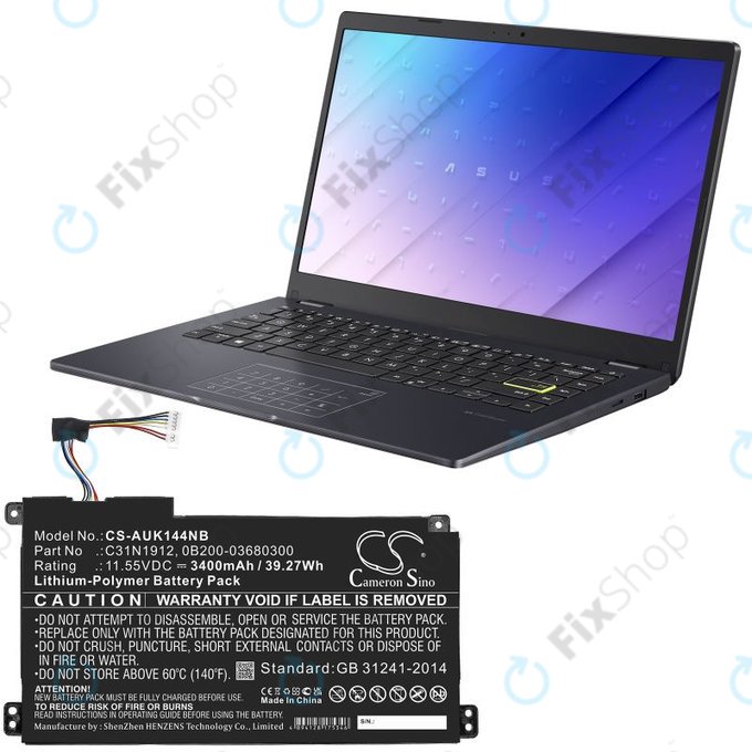 Bateria do Asus Vivobook 14, E510, 3400mAh, Li-Pol, 11.55V, C31N1912, HQ