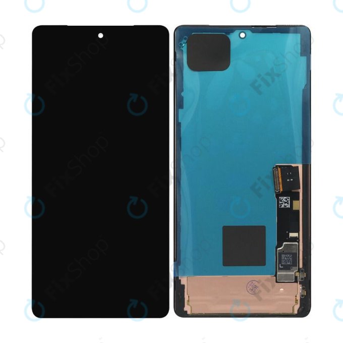 Wyświetlacz OLED do Google Pixel 7 Pro GP4BC, GE2AE, Ekran dotykowy z ramką, Obsidian