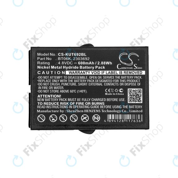 Bateria do Ikusi T70, TM70, 600mAh, Ni-MH, 4.8V, BT06K, HQ