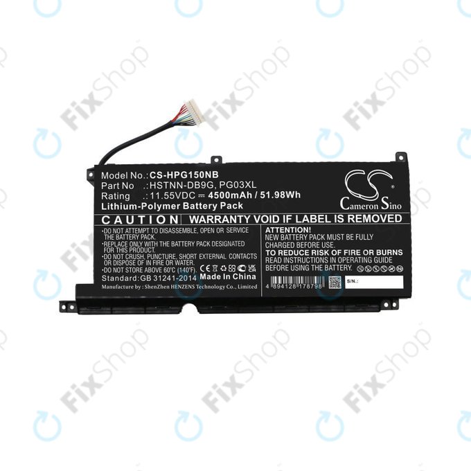 Bateria do HP Pavilion Gaming 15,16, Spectre X360 15, 4500mAh, Li-Pol, 11.55V, 3ICP6/60/72, HQ